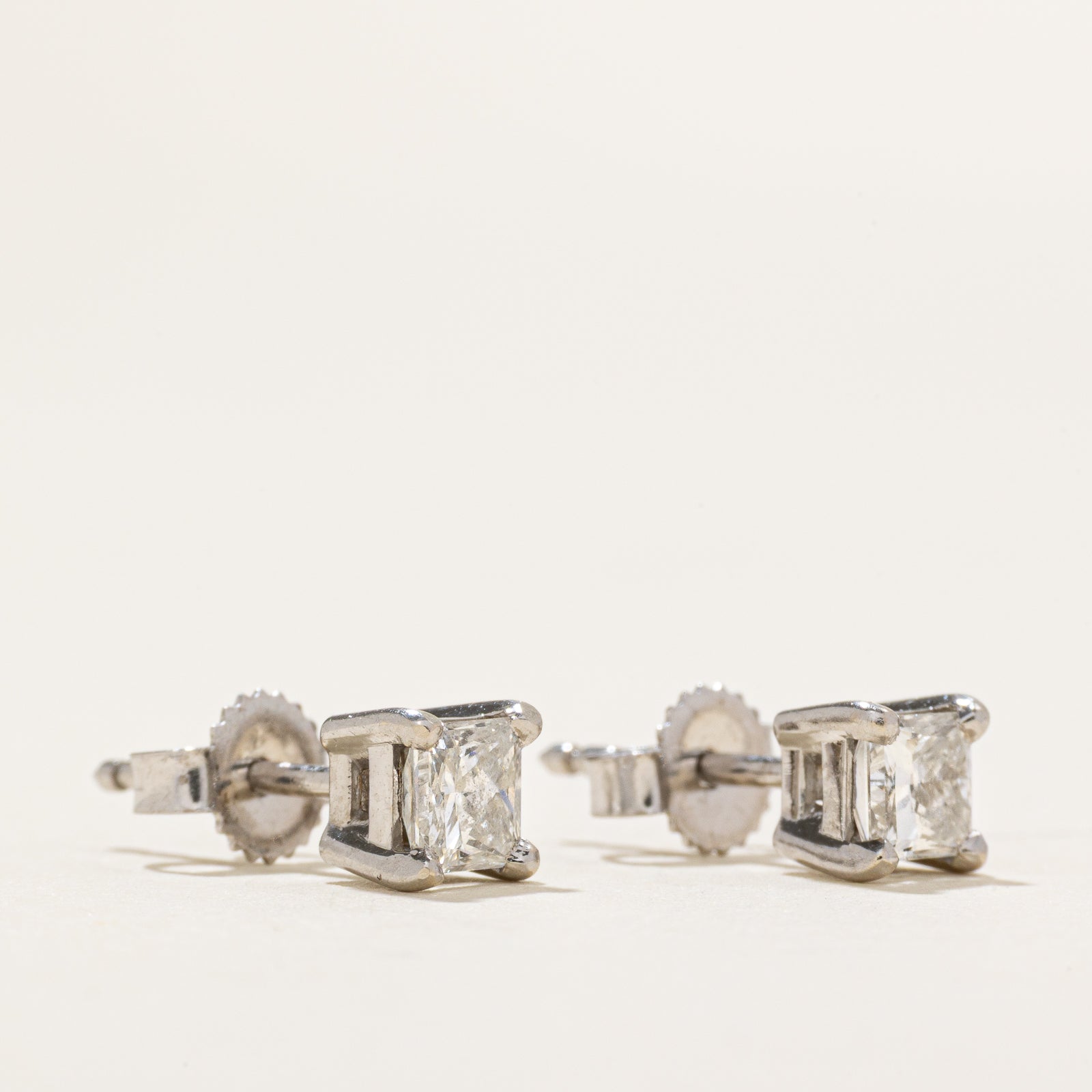 GIA Certified Princess Cut Diamond Stud Earrings | 0.64ctw SI1/SI2 G |