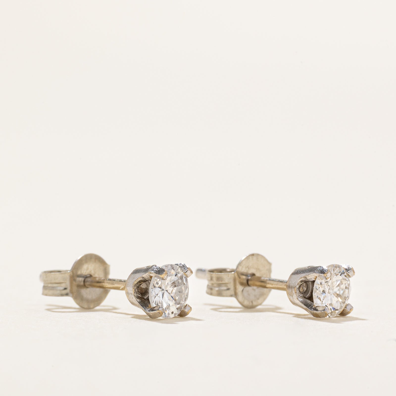 Solitaire Round Brilliant Diamond Stud Earrings | 0.30ctw