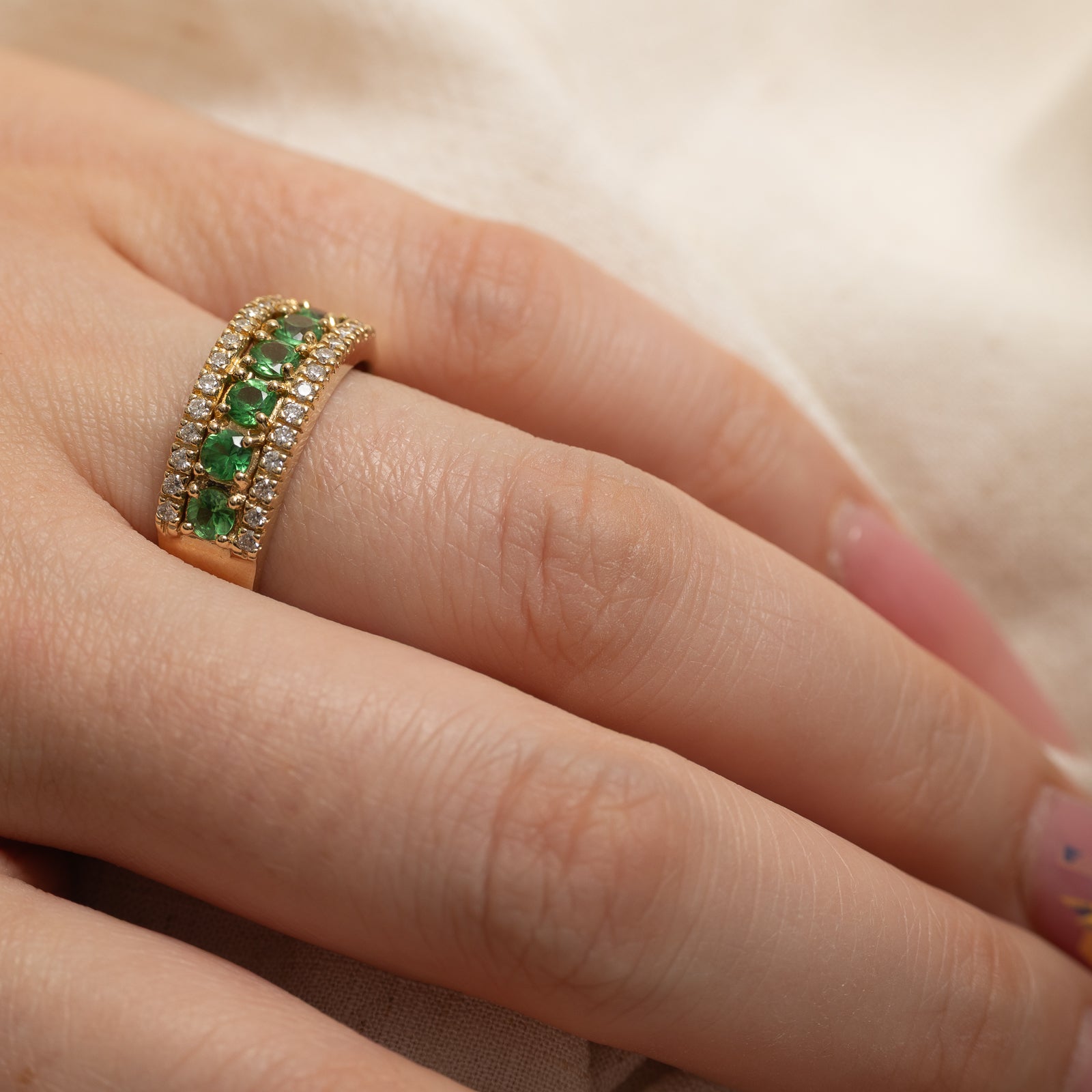 Tsavorite Garnet & Diamond Band | 0.83ctw, 0.26ctw | SZ 8.25