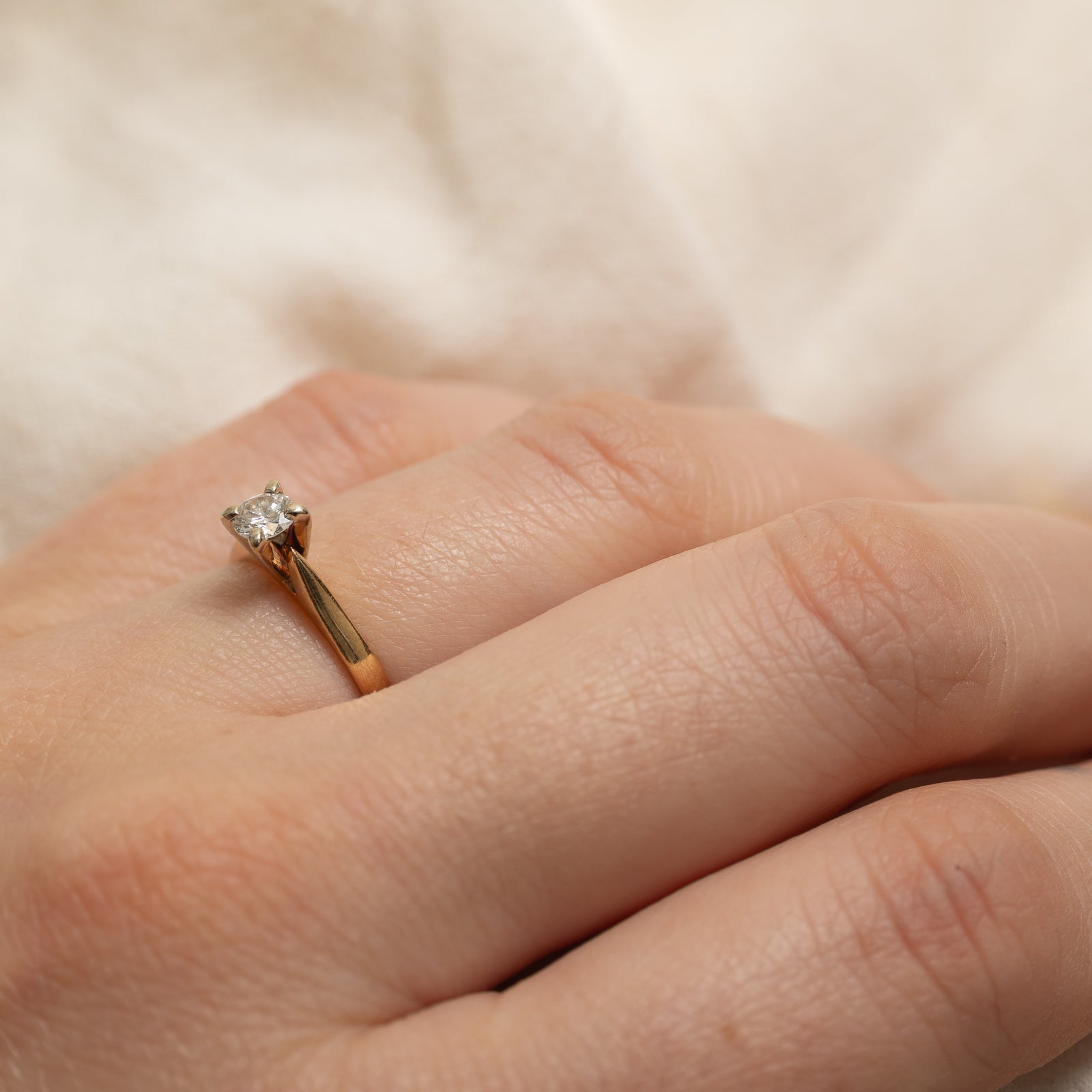 Solitaire High Set Diamond Ring | 0.22ct | SZ 5