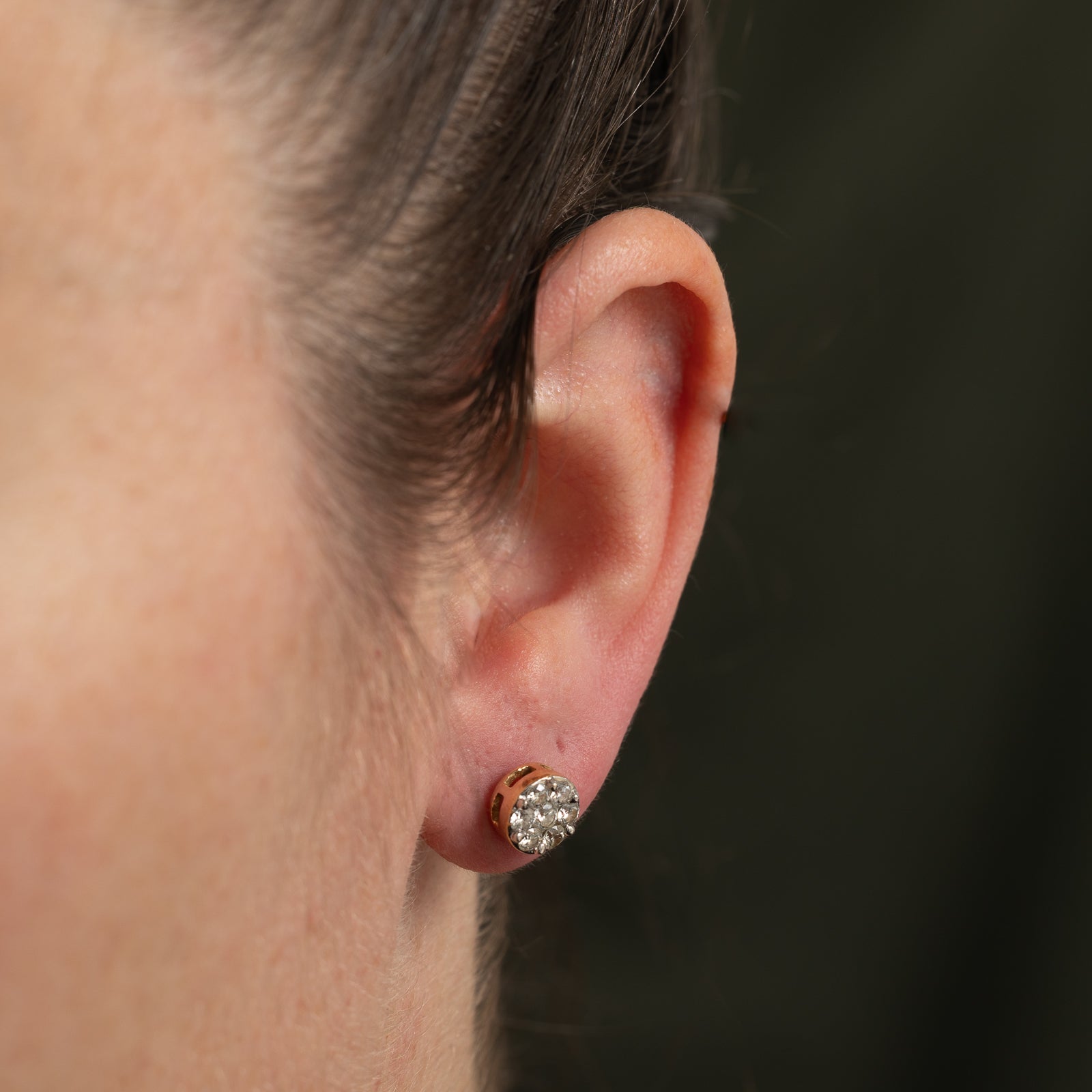 Diamond Cluster Stud Earrings | 0.74ctw