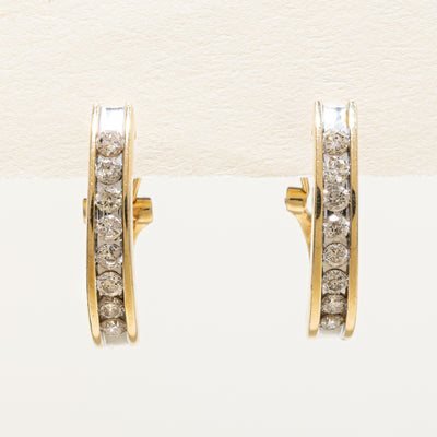 Channel Set Diamond Hoop Earrings | 0.80ctw