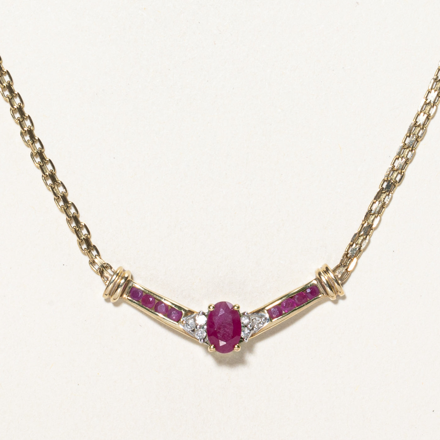 Ruby & Diamond Necklace | 0.85ctw, 0.06ctw | 16"