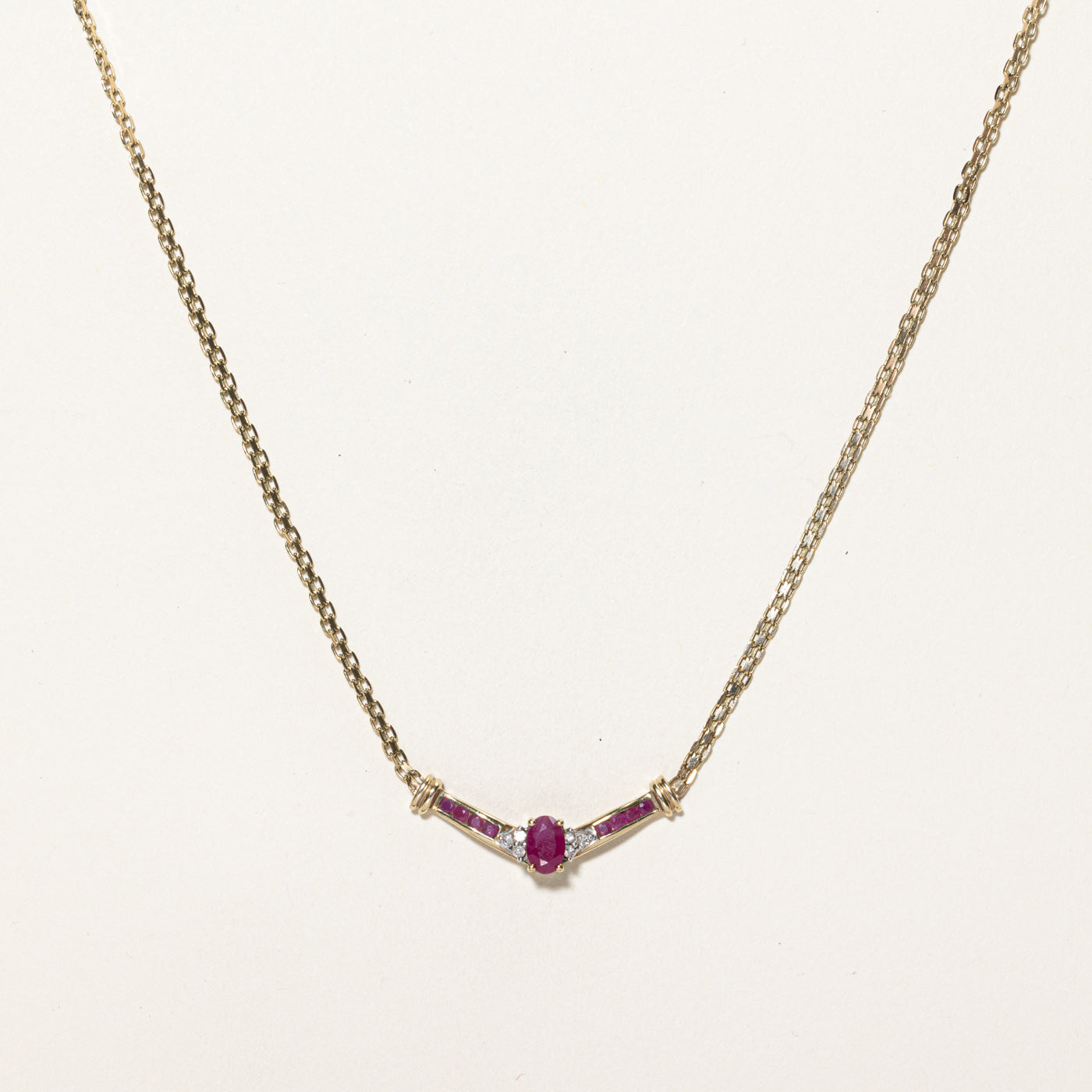 Ruby & Diamond Necklace | 0.85ctw, 0.06ctw | 16"