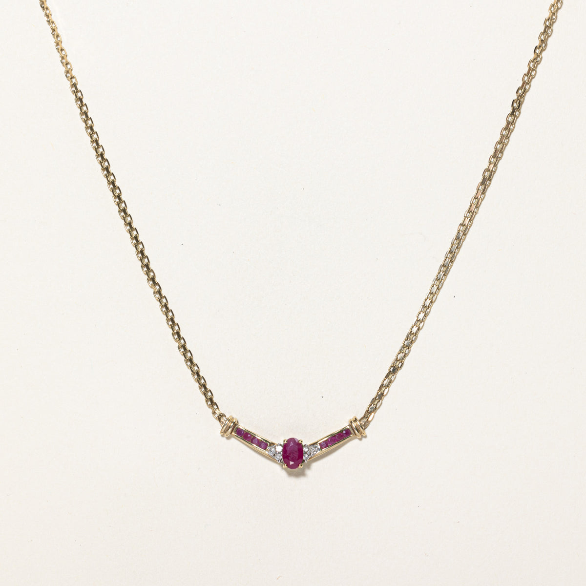 Ruby & Diamond Necklace | 0.85ctw, 0.06ctw | 16