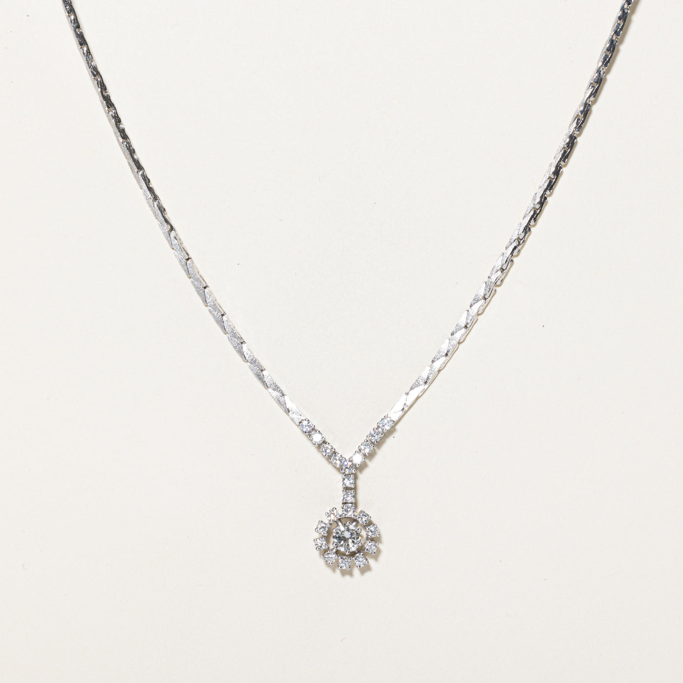 Diamond Halo Pendant Necklace | 1.28ctw | 16.5"