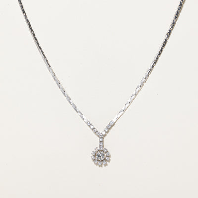 Diamond Halo Pendant Necklace | 1.28ctw | 16.5