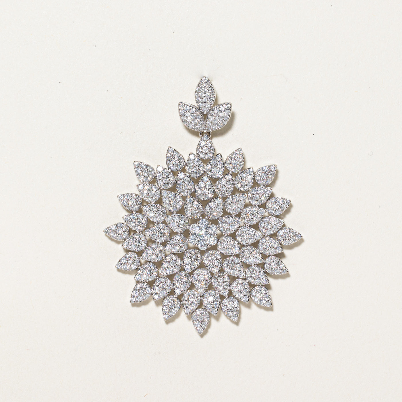 Pavé Set Diamond Floral Large Pendant | 4.52ctw