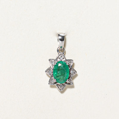 Emerald & Diamond Floral Pendant | 0.51ct, 0.03ctw