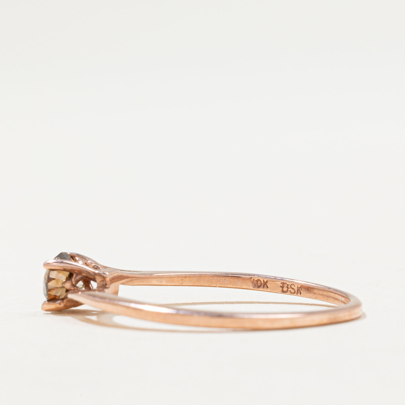 Bague solitaire en or rose et diamant brun, taille 6,75 | 0,29 ct | Taille 6,75