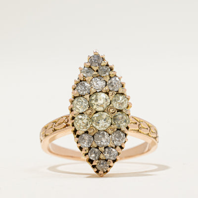 Antique Yellow & White Old-cut Diamond Navette Ring | 0.94ctw | SZ 6