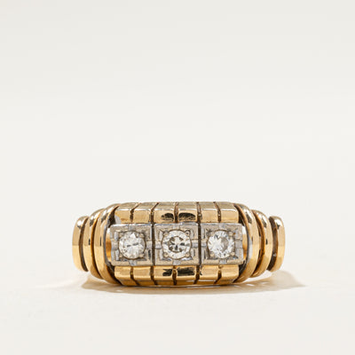 Three Stone Diamond Grooved Ring | 0.23ctw | SZ 7.75