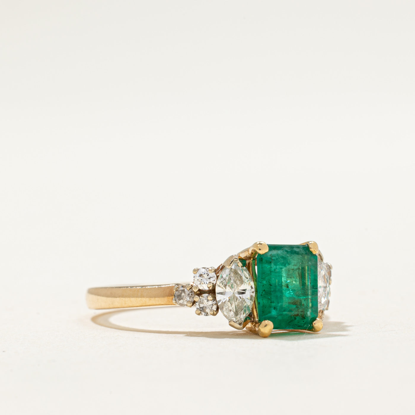 Emerald & Diamond Engagement Ring | 1.01ct, 0.51ctw | SZ 7