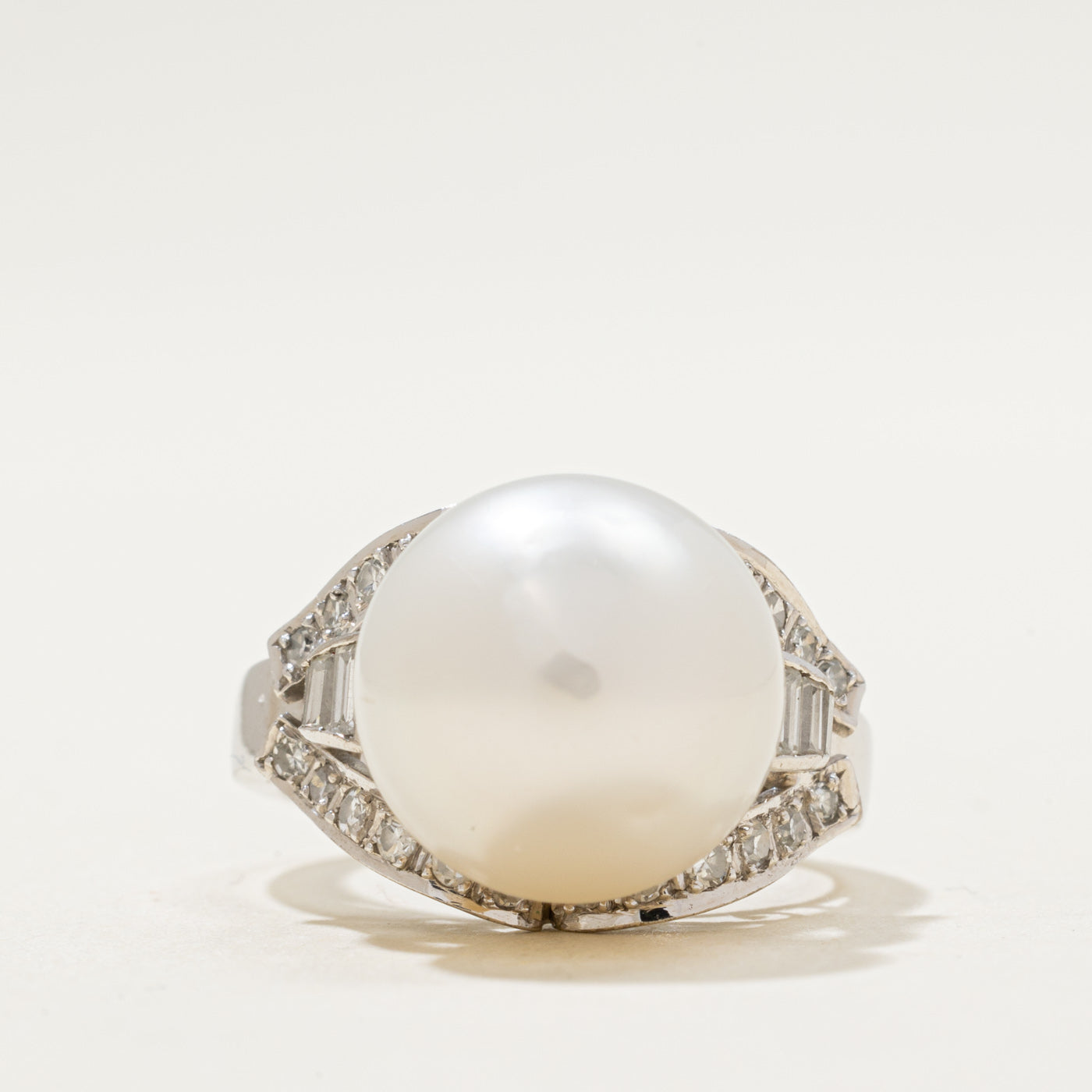 South Sea Pearl & Diamond Cocktail Ring | 0.44ctw | SZ 6