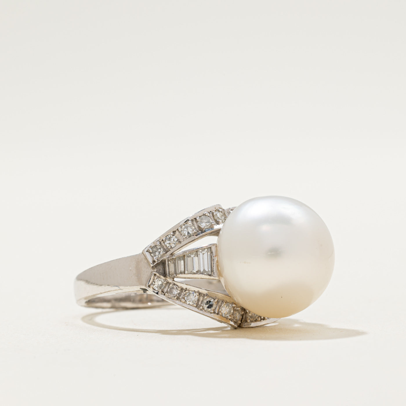 South Sea Pearl & Diamond Cocktail Ring | 0.44ctw | SZ 6