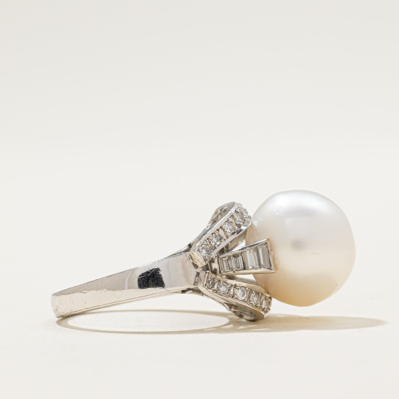 South Sea Pearl & Diamond Cocktail Ring | 0.44ctw | SZ 6