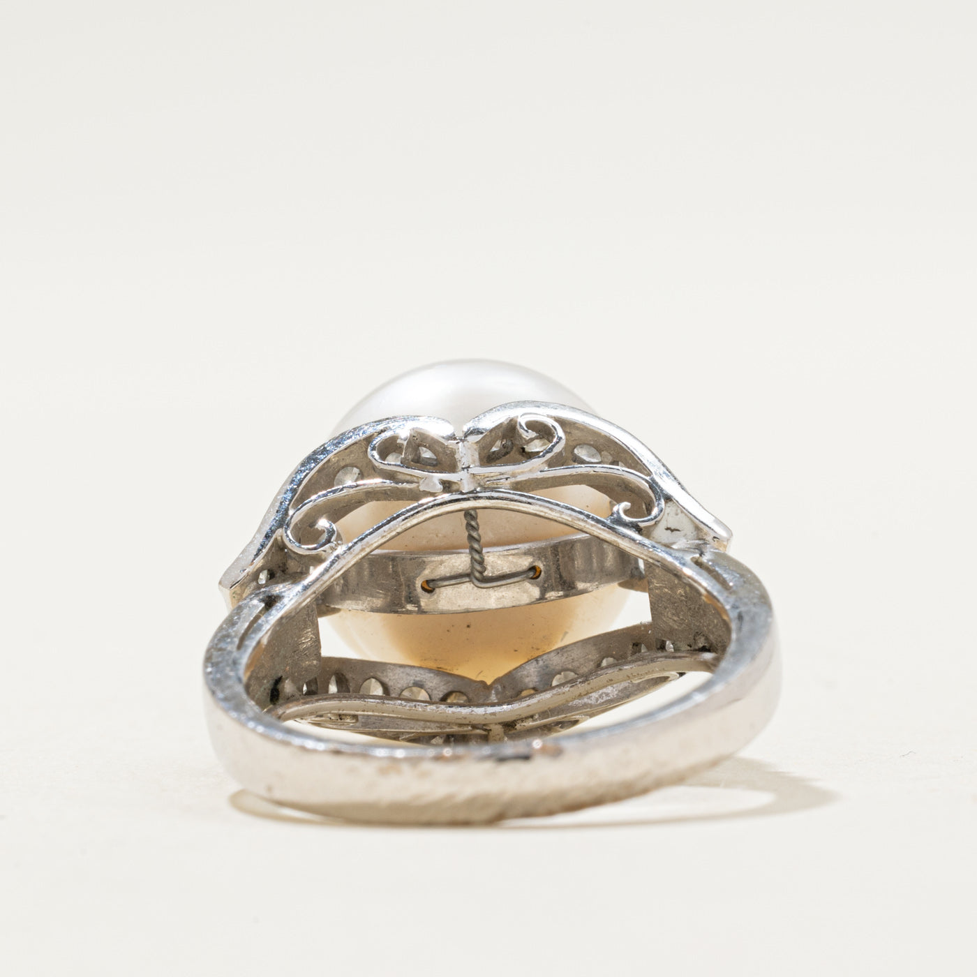 South Sea Pearl & Diamond Cocktail Ring | 0.44ctw | SZ 6