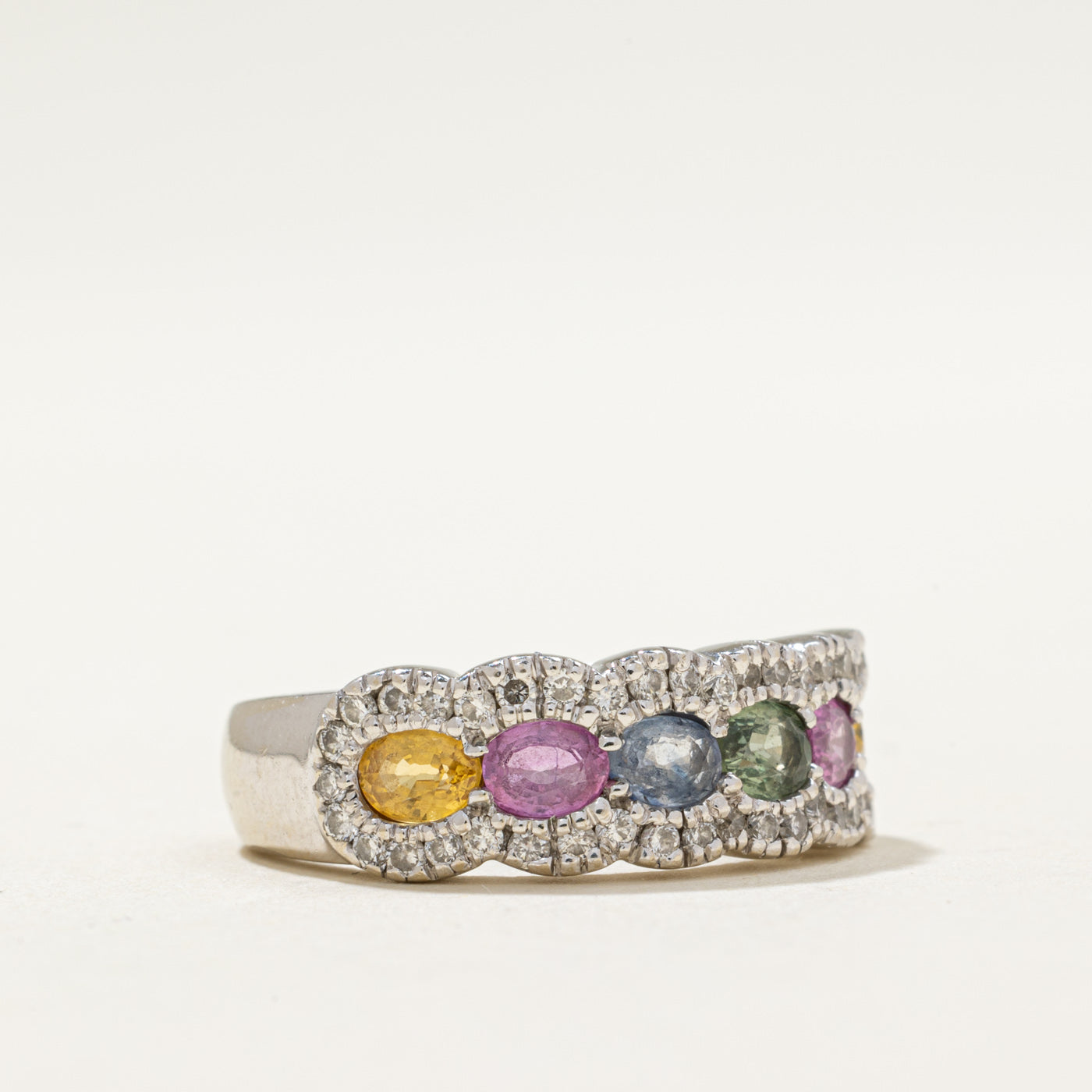 Multi Colour Sapphire & Diamond Ring | 1.25ctw, 0.68ctw | SZ 5.5