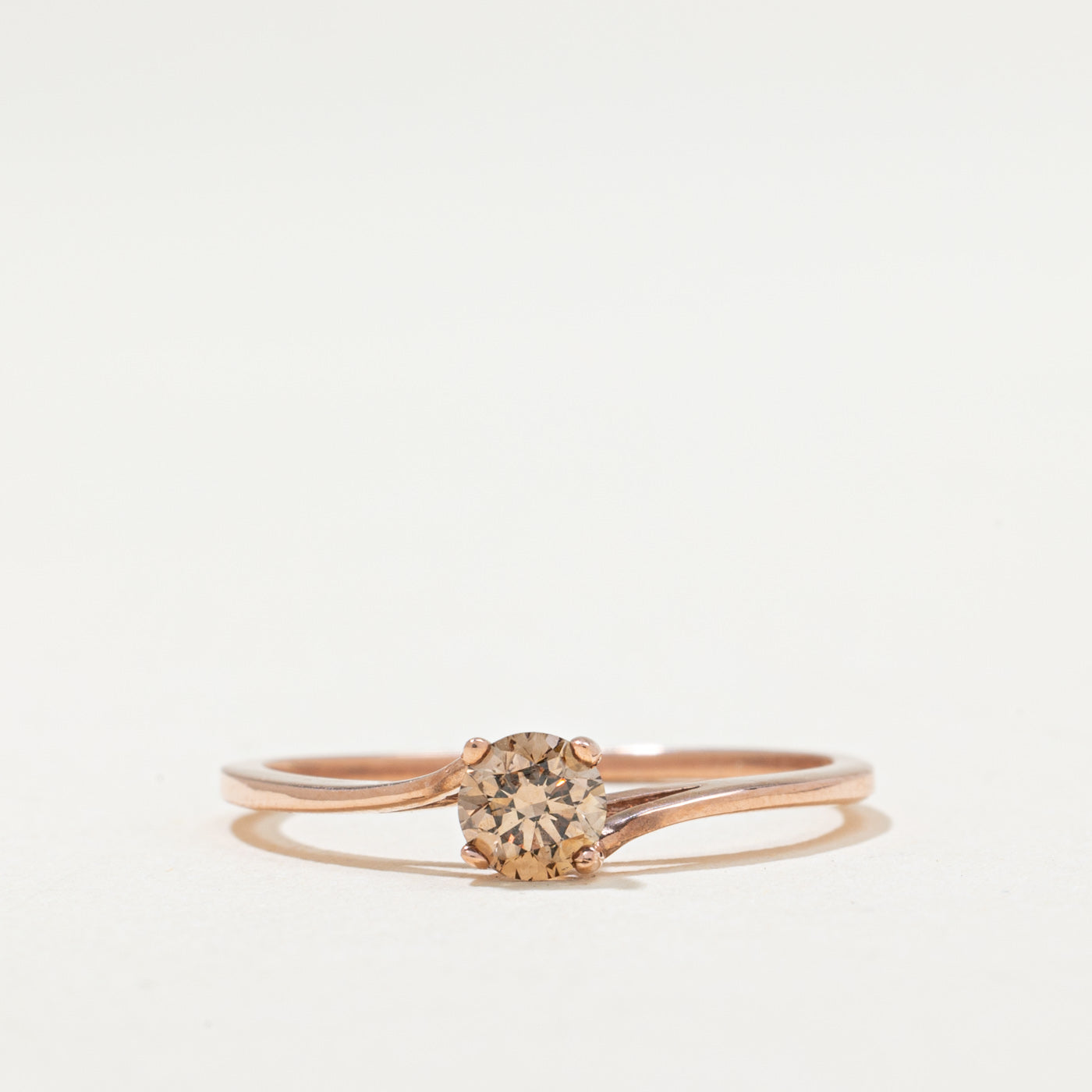 Bague solitaire en or rose et diamant brun, taille 6,75 | 0,29 ct | Taille 6,75