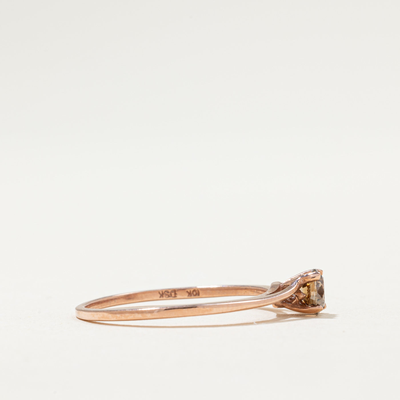 Bague solitaire en or rose et diamant brun, taille 6,75 | 0,29 ct | Taille 6,75