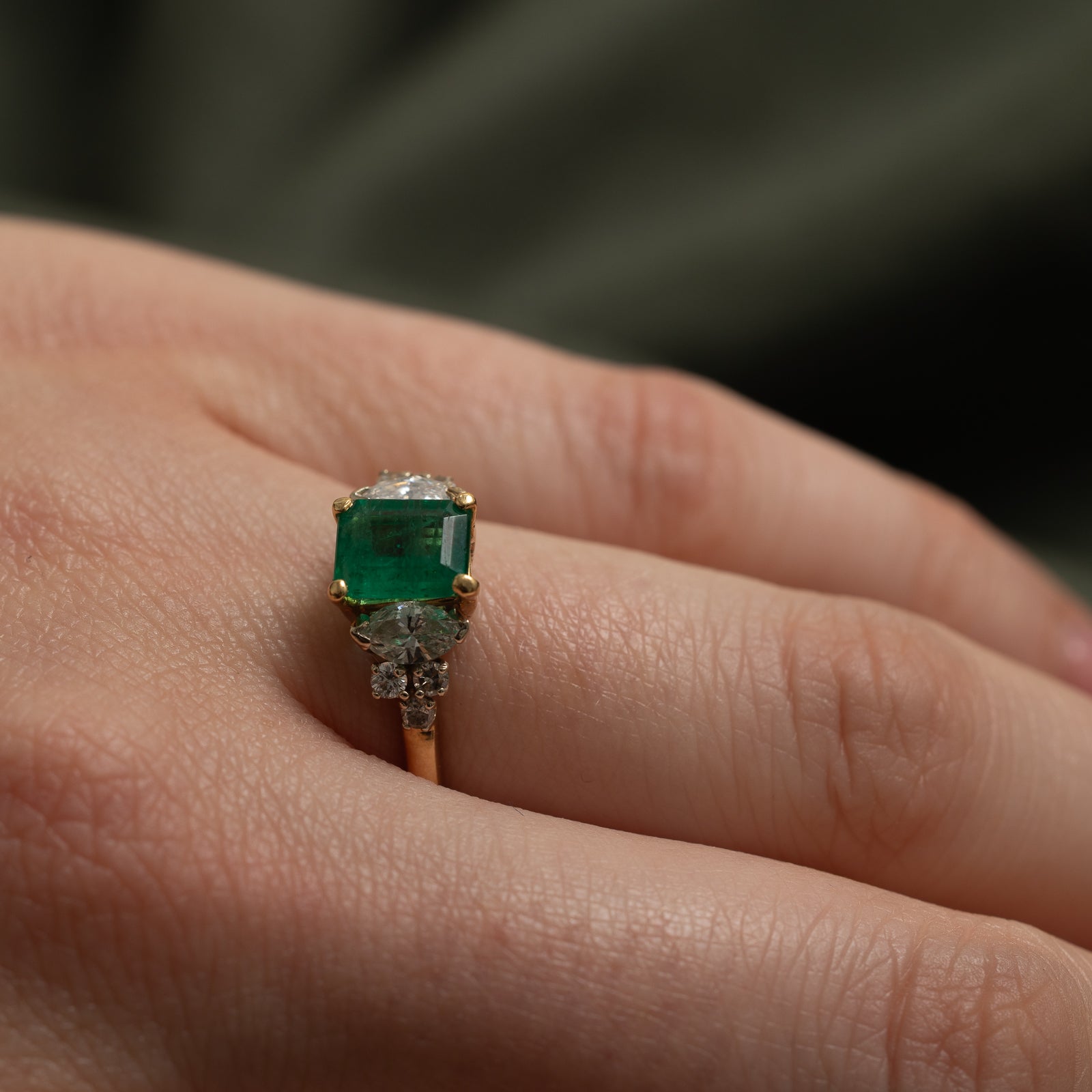 Emerald & Diamond Engagement Ring | 1.01ct, 0.51ctw | SZ 7