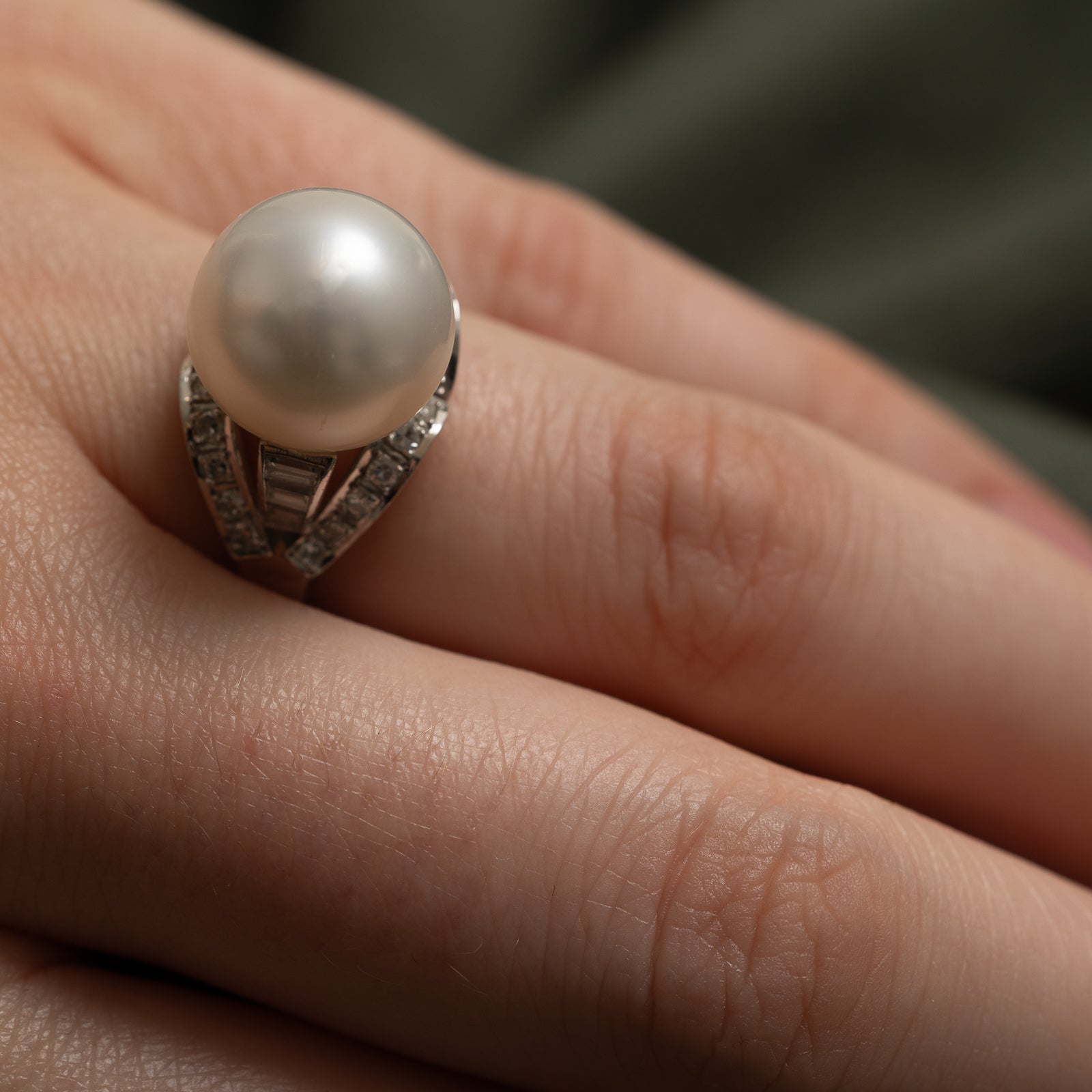 South Sea Pearl & Diamond Cocktail Ring | 0.44ctw | SZ 6