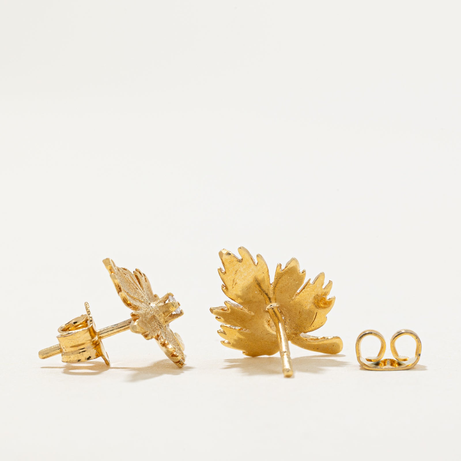 Leaf Diamond Stud Earrings | 0.03ctw