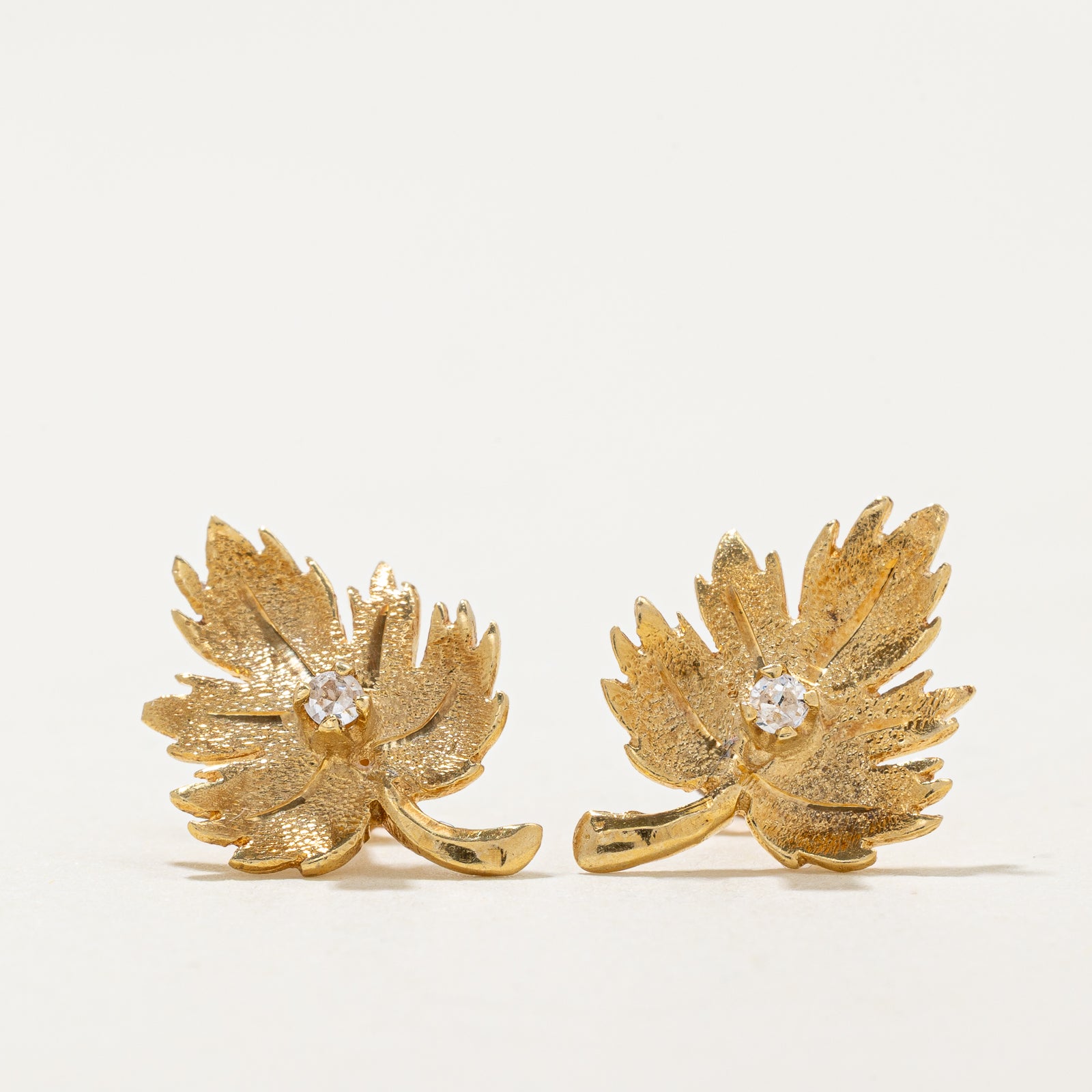 Leaf Diamond Stud Earrings | 0.03ctw