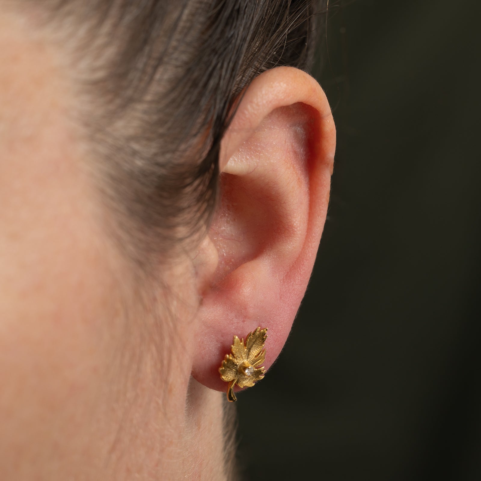 Leaf Diamond Stud Earrings | 0.03ctw