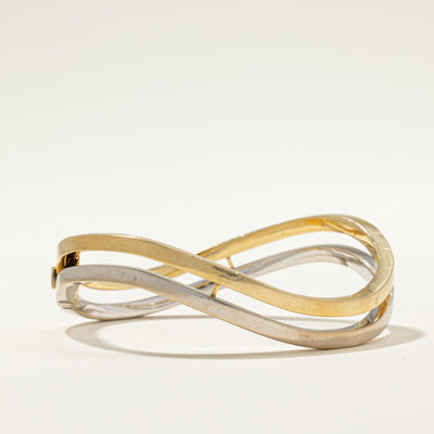 'Birks' 18k Two Tone Gold Wave Bangle Bracelet | 7