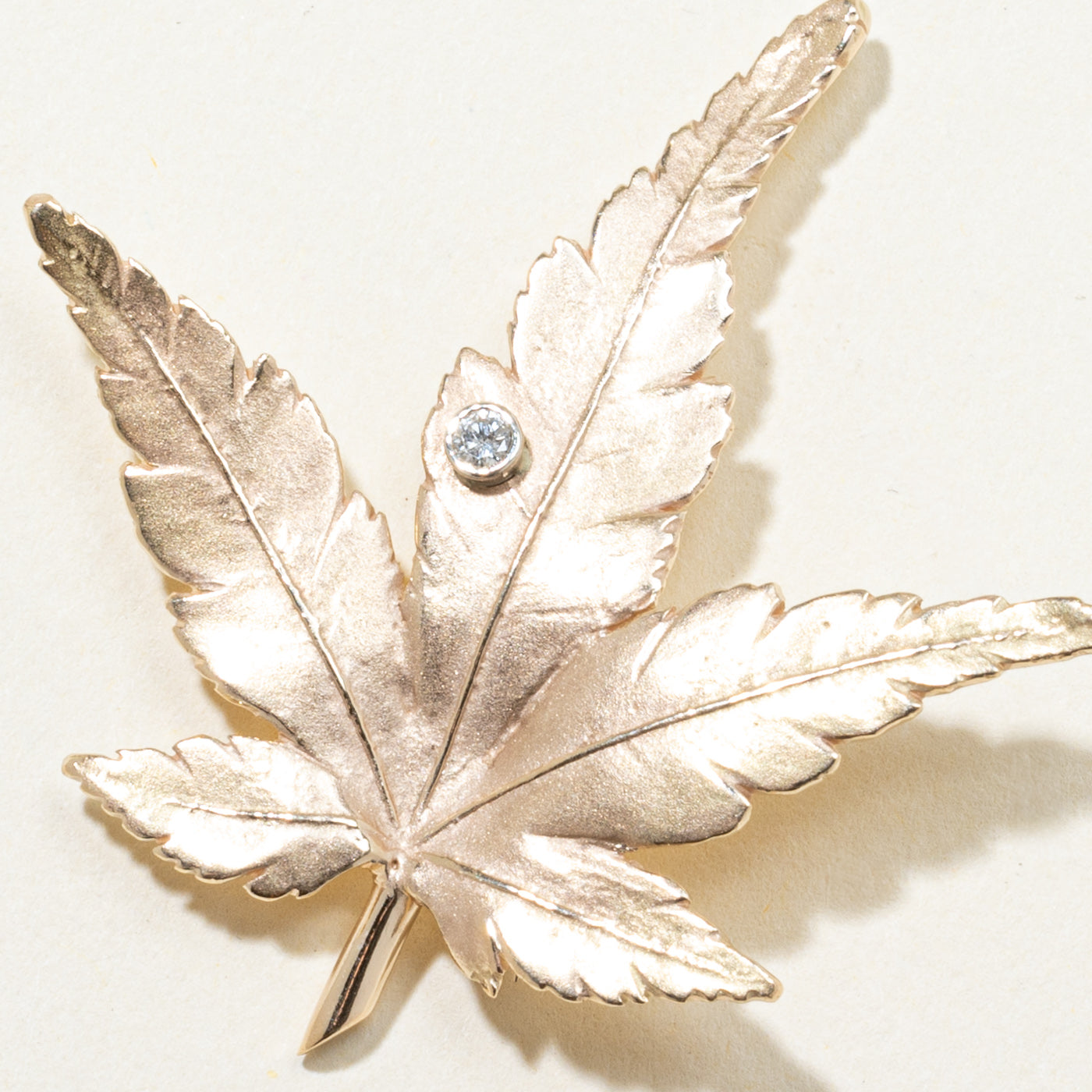 'A. Jensen' 1995 Diamond Maple Leaf Brooch | 0.04ct