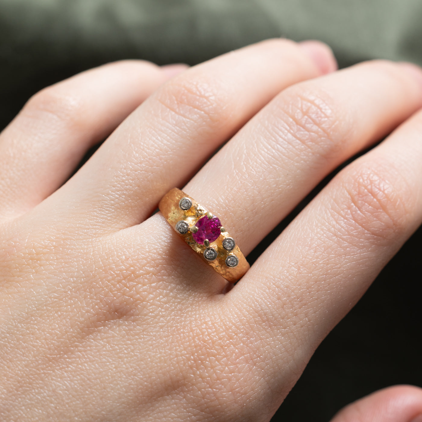 'Cavelti' Ruby & Diamond Ring | 0.90ct, 0.08ctw | SZ 8.5