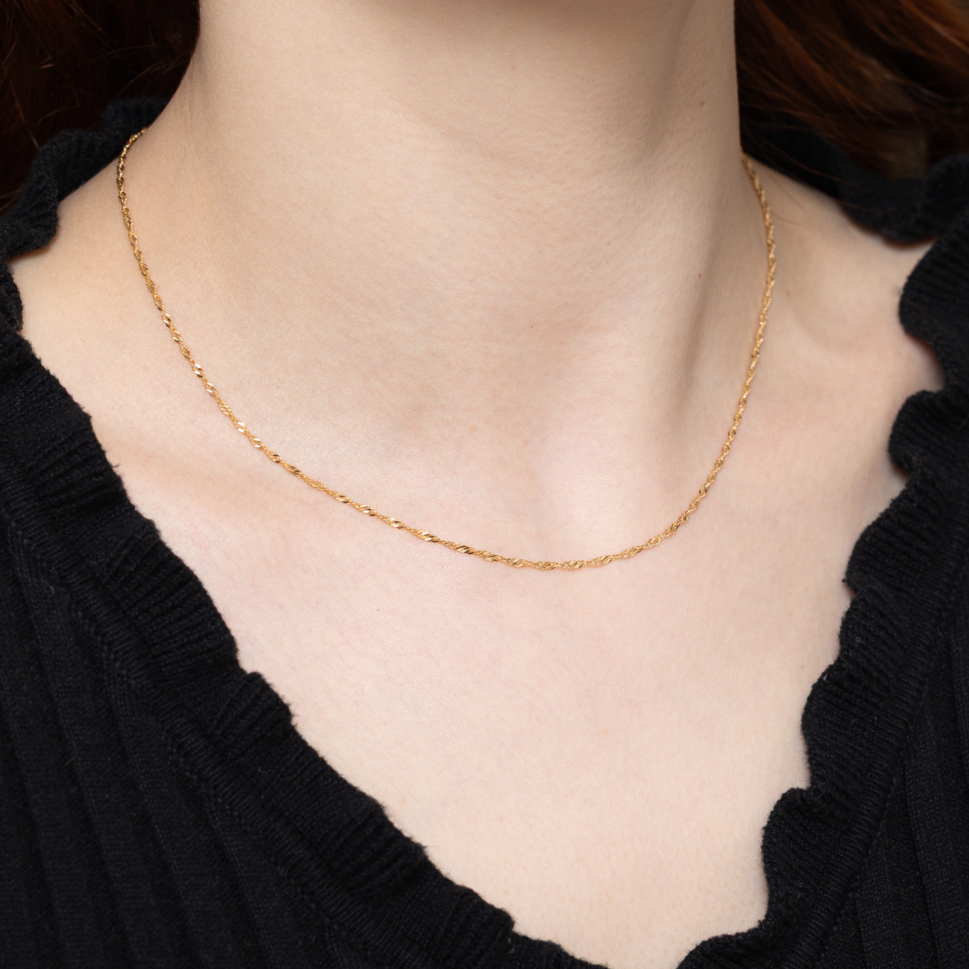 10K Yellow Gold Singapore Chain | 16"
