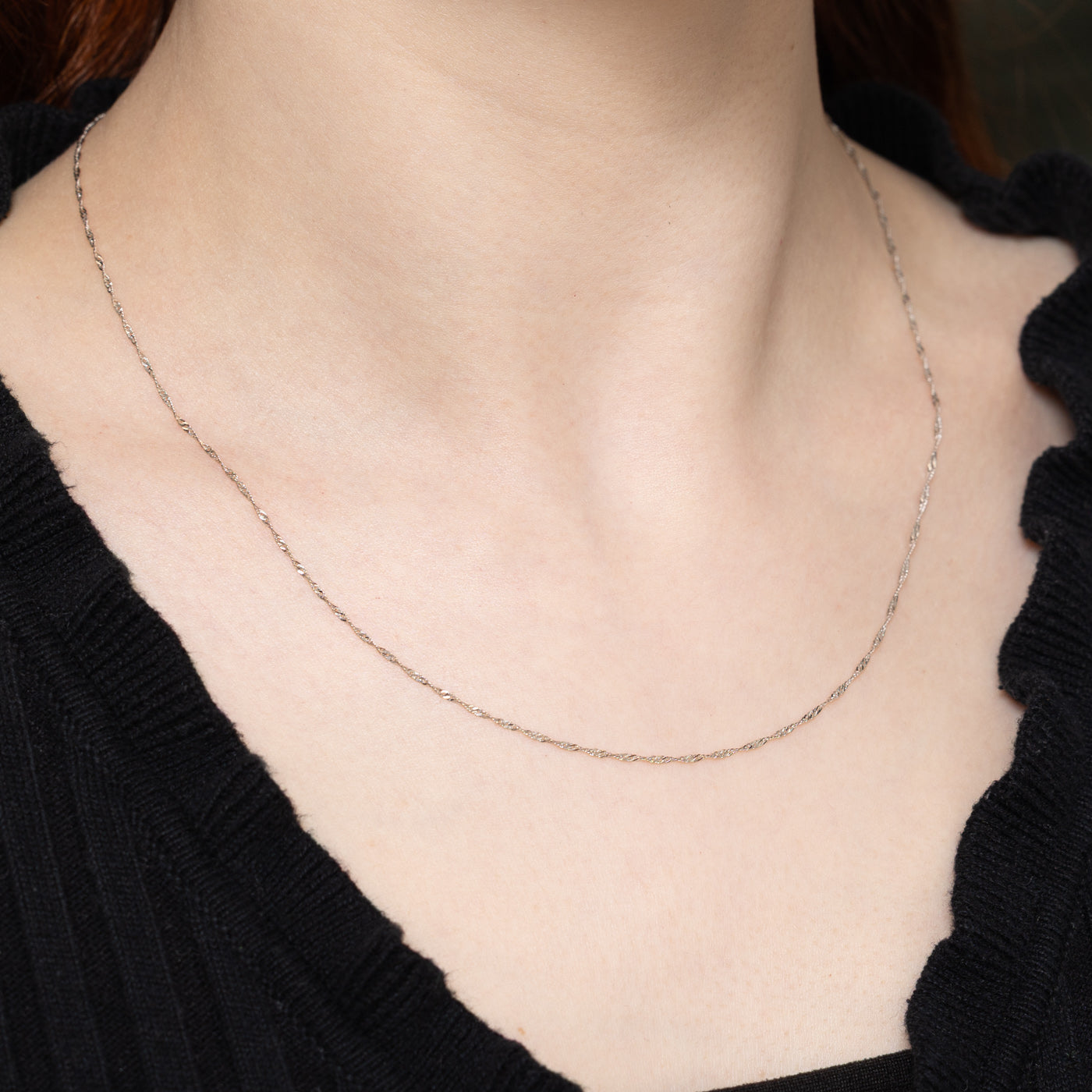 14K White Gold Singapore Chain | 19"