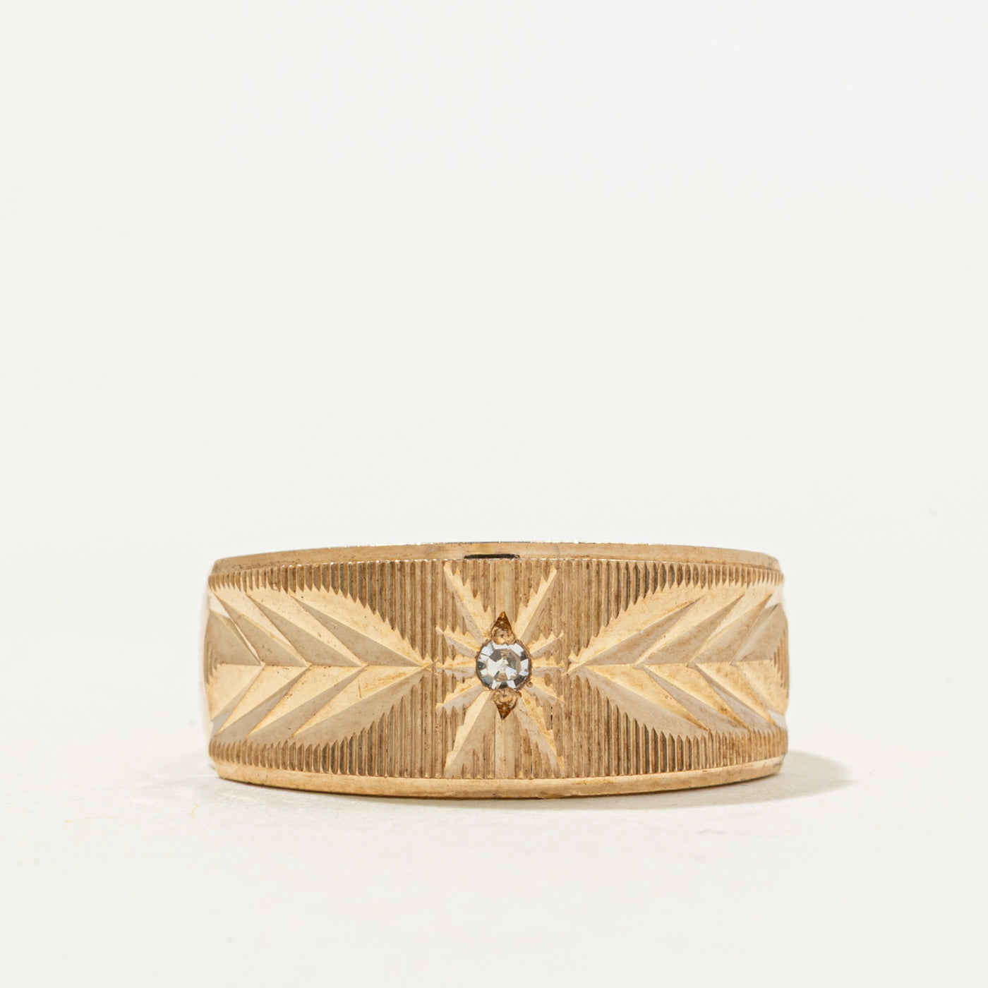 Star Set Diamond Textured Band | 0.01ct | SZ 6.25