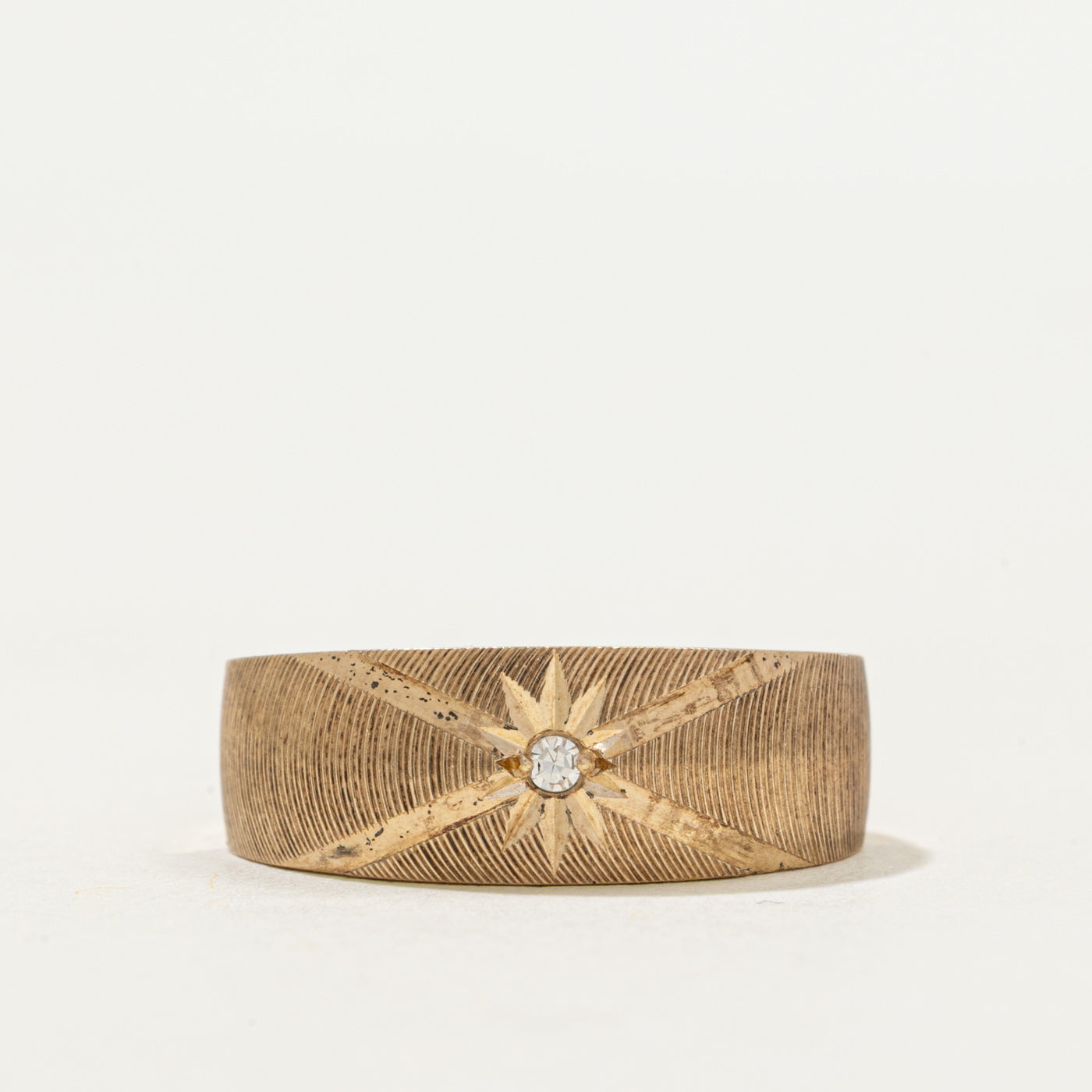 Star Set Diamond Textured Band | 0.01ct | SZ 6.25