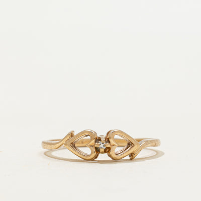 Diamond Double Open Heart Ring | 0.001ct | SZ 6