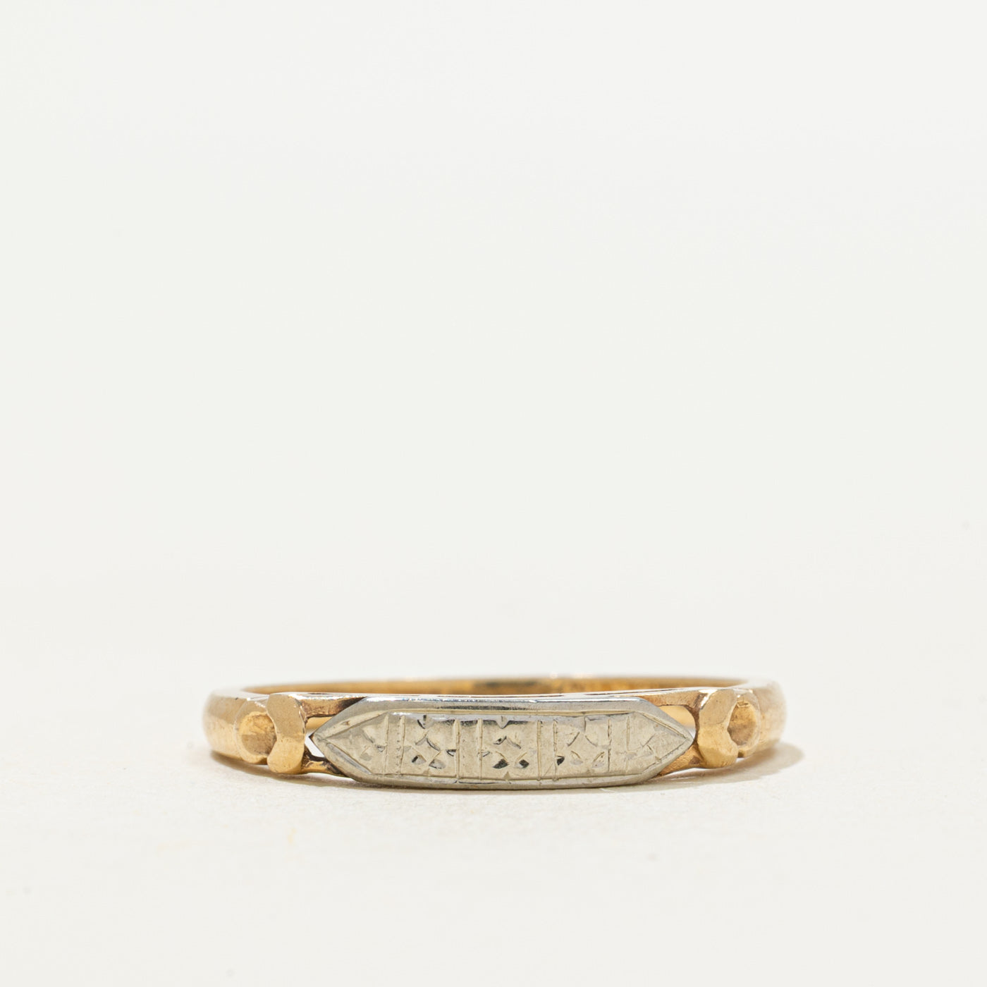 Two Tone Gold Engraved Petite Ring | SZ 5.5