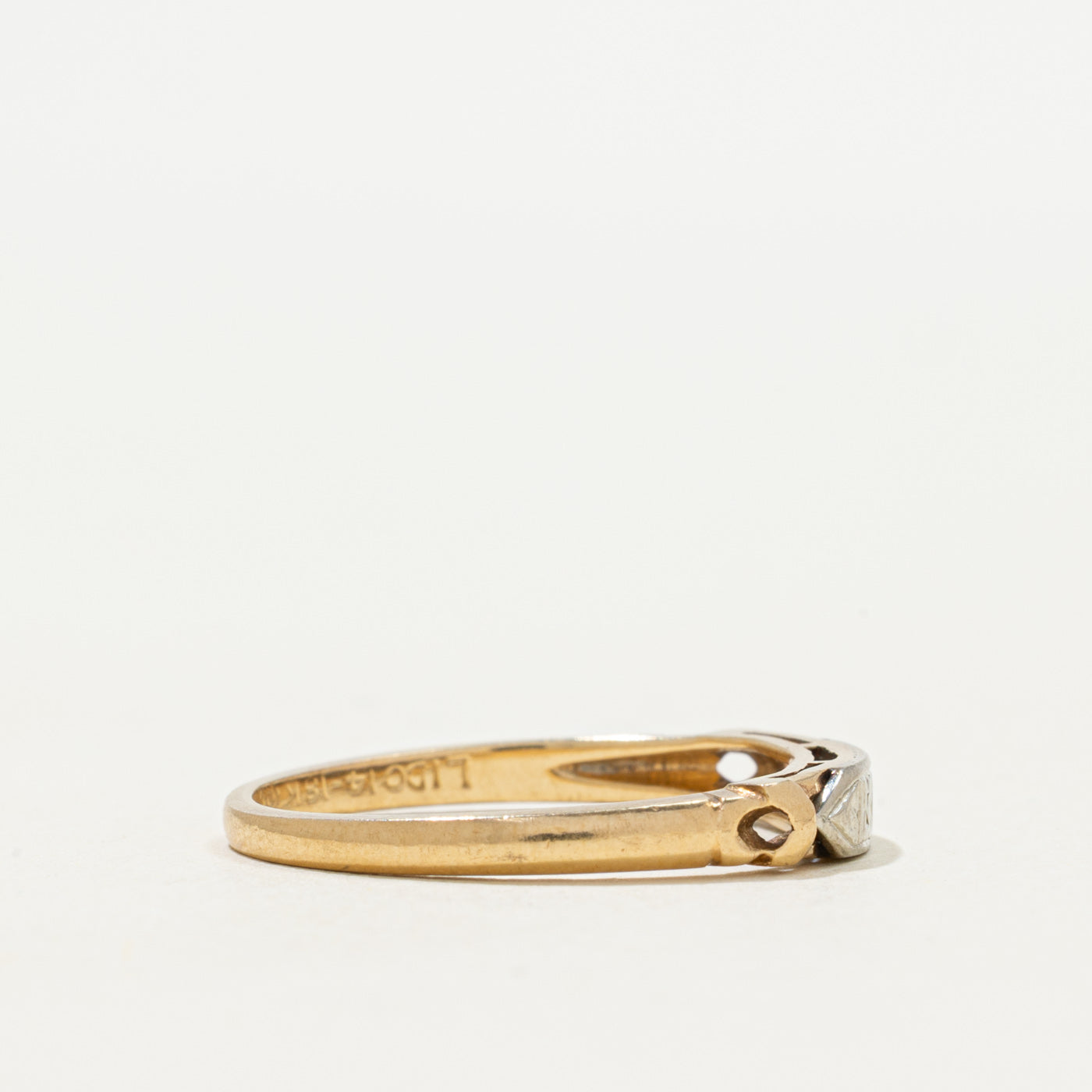 Two Tone Gold Engraved Petite Ring | SZ 5.5
