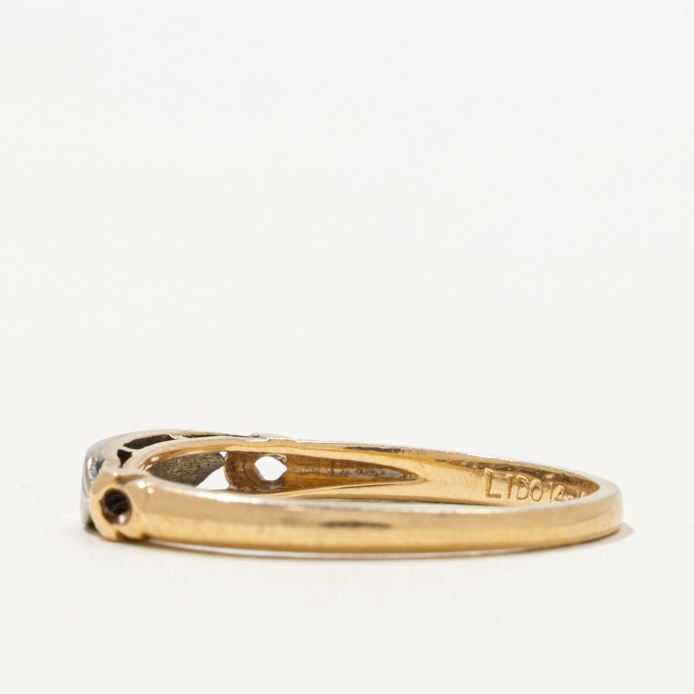 Two Tone Gold Engraved Petite Ring | SZ 5.5