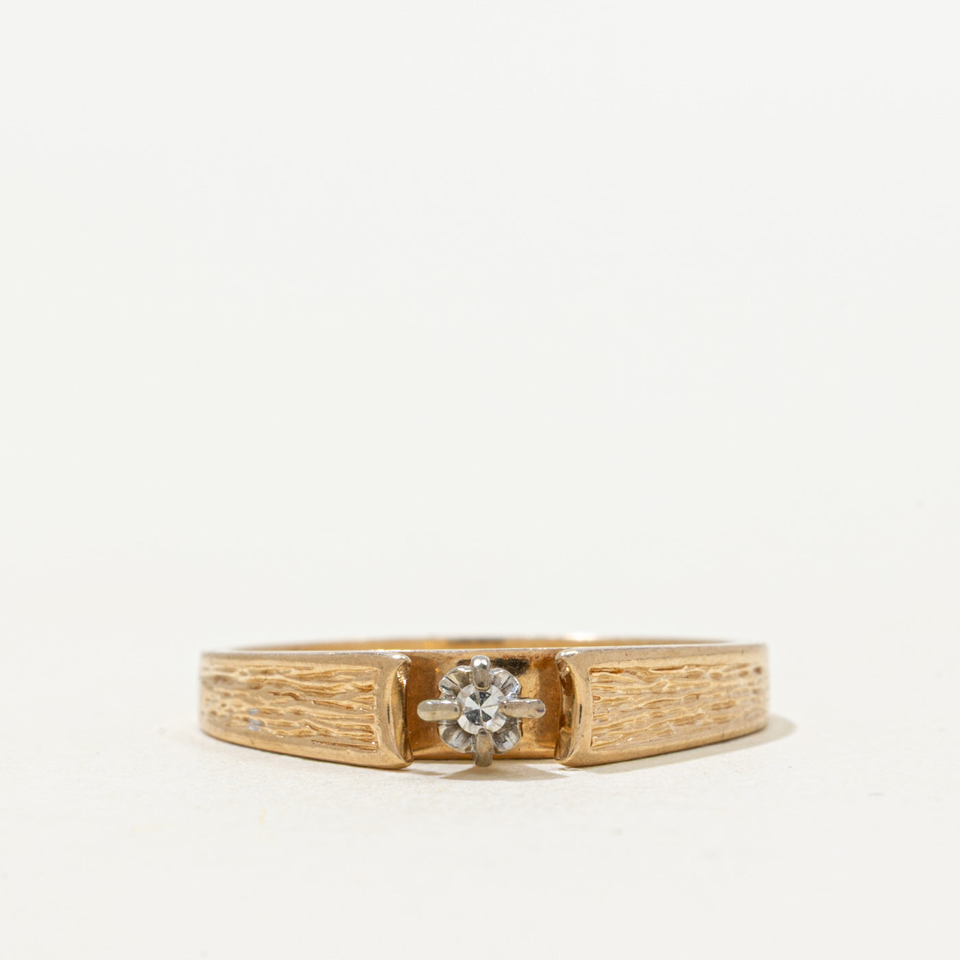 Solitaire Diamond Textured Petite Ring | 0.01ct | SZ 6.25