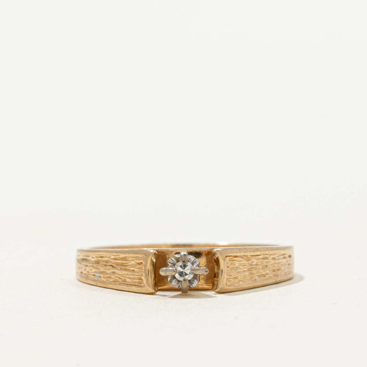 Solitaire Diamond Textured Petite Ring | 0.01ct | SZ 6.25