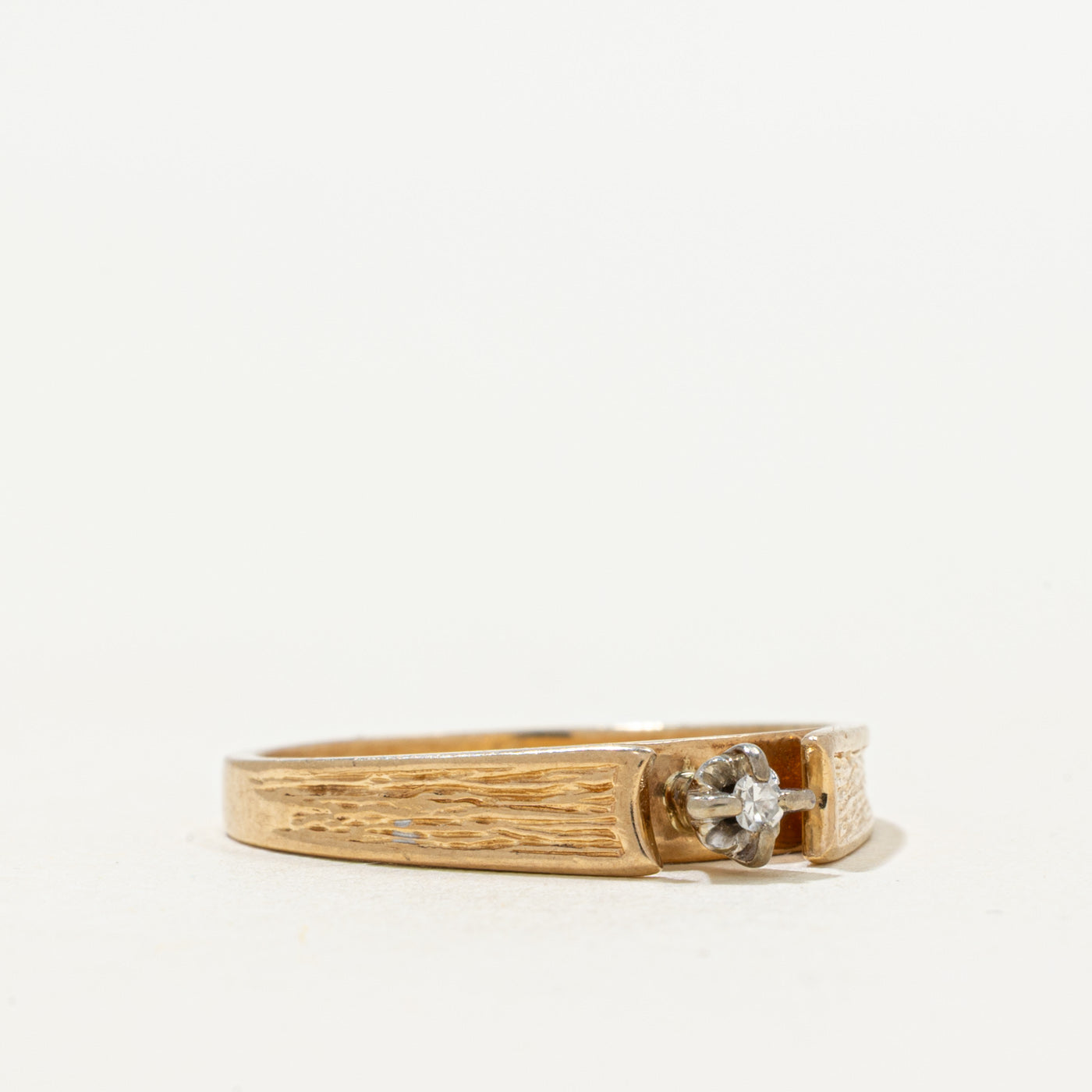 Solitaire Diamond Textured Petite Ring | 0.01ct | SZ 6.25