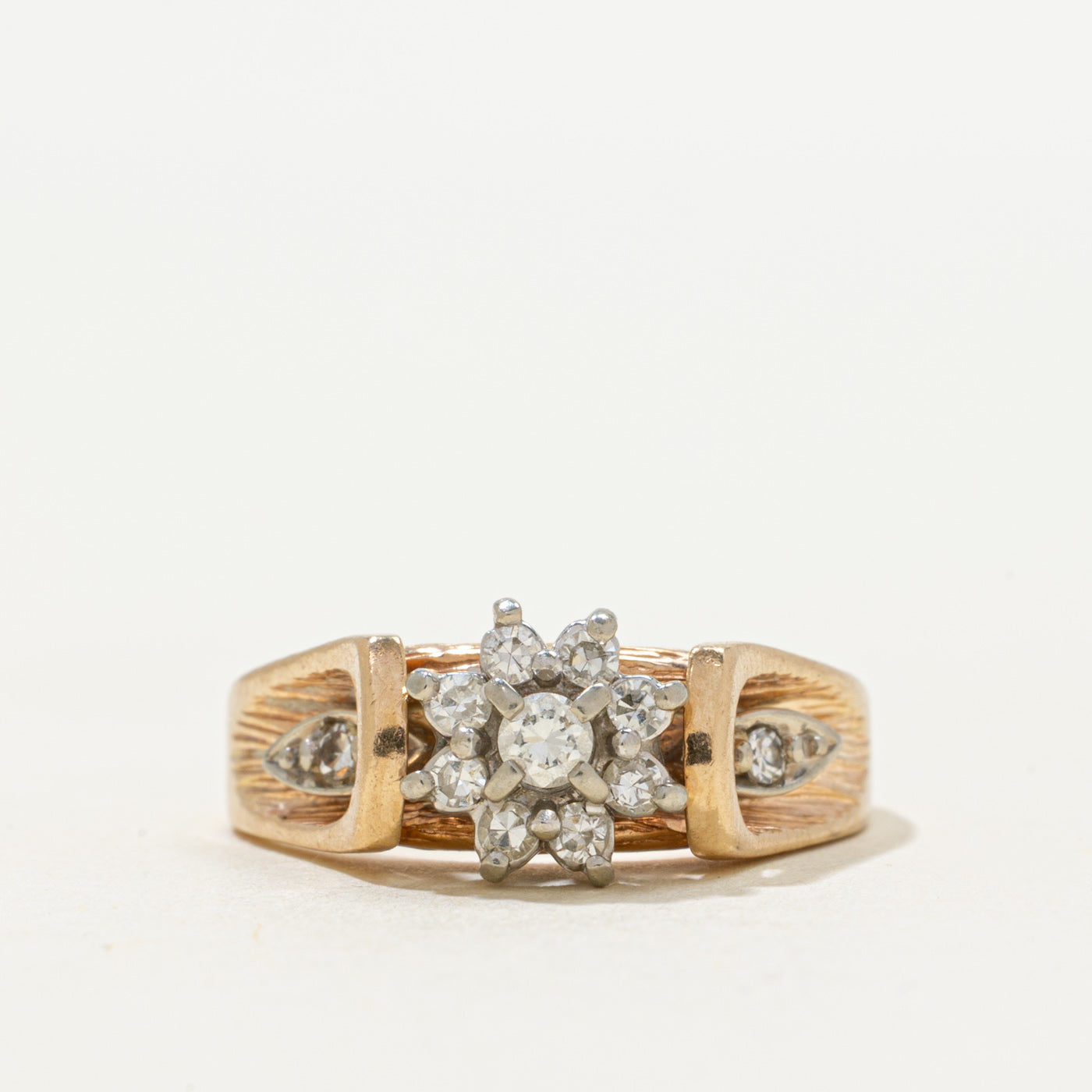 Diamond Petal Cluster Textured Ring | 0.16ctw | SZ 4.5