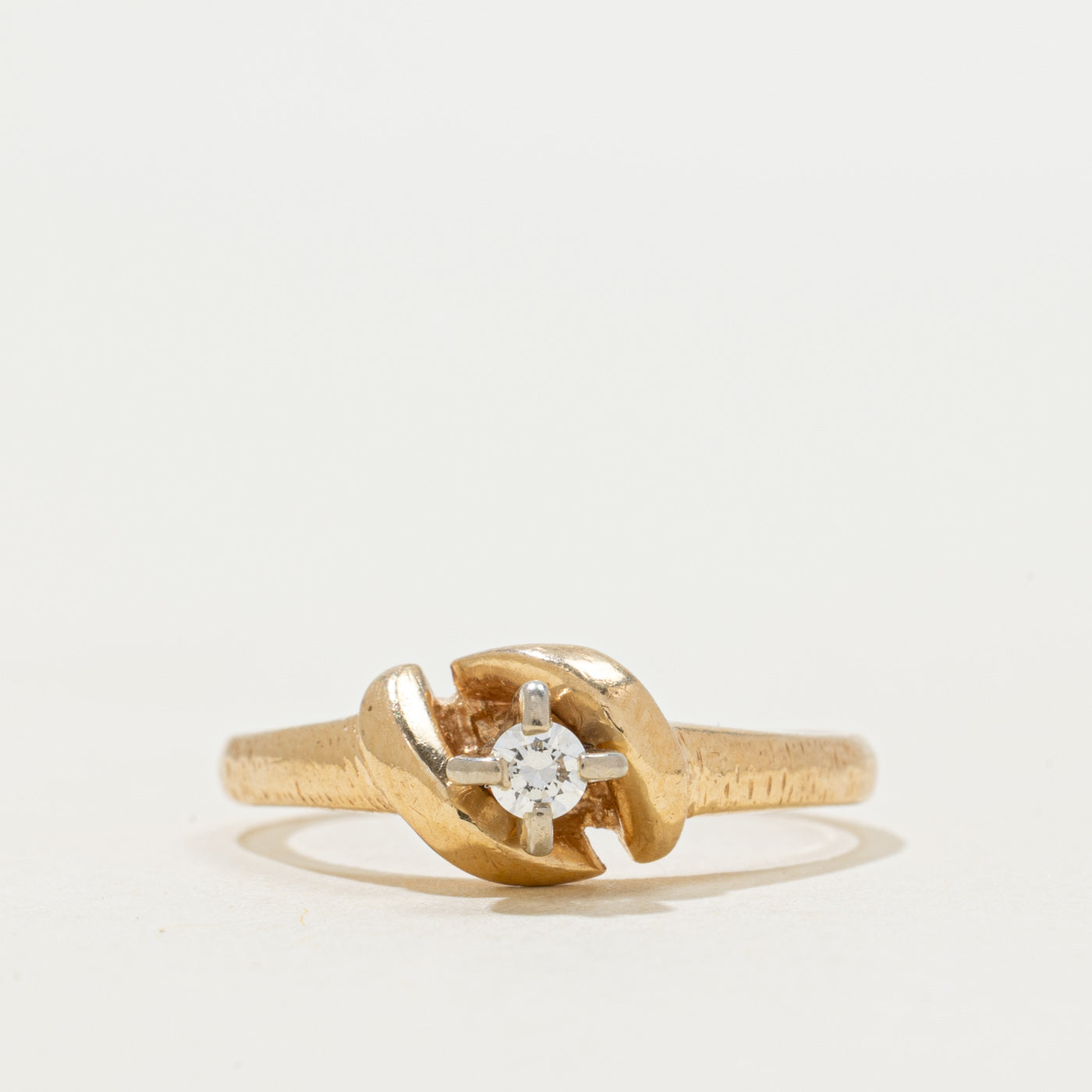 'Birks' Solitaire Diamond Textured Ring | 0.07ct | SZ 6.75