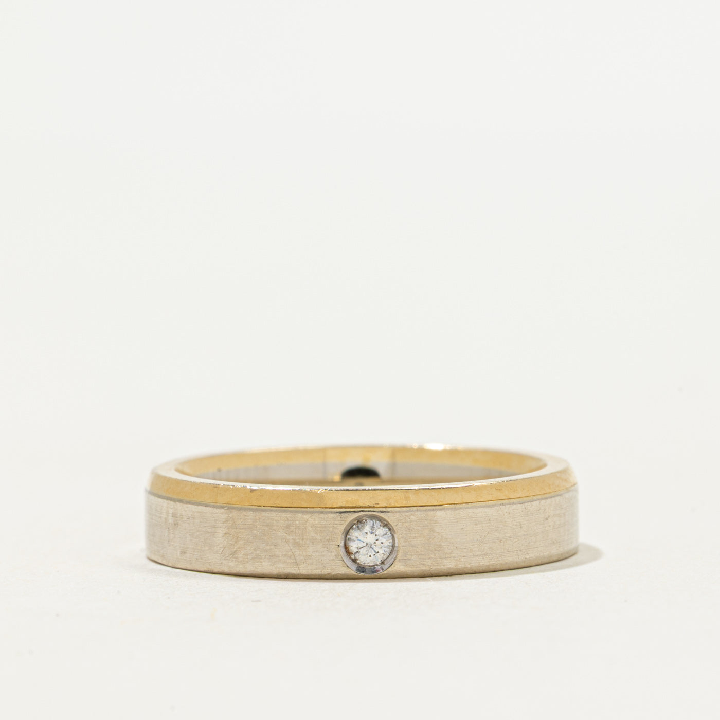 'Birks' 18k Two-Tone Flush Set Diamond Band | 0.06ct | 4.05mm | SZ 6.25