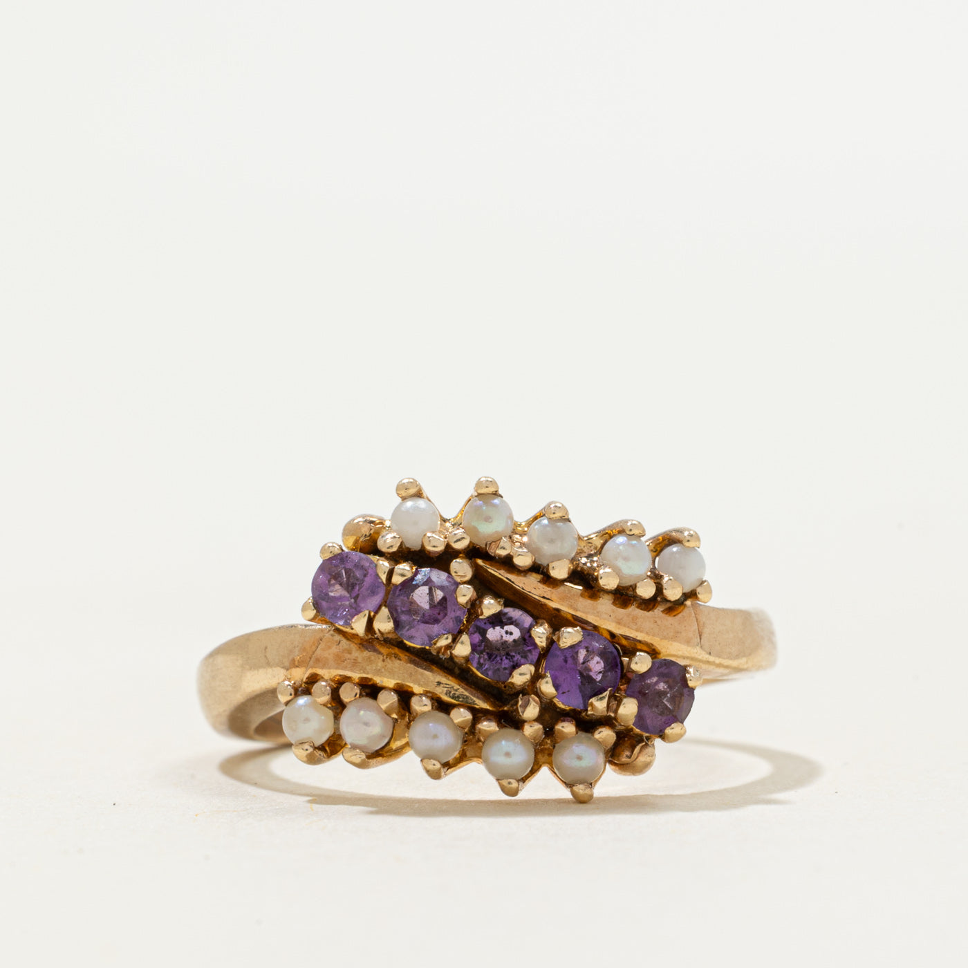 'Birks' Amethyst & Seed Pearl Waterfall Cocktail Ring | 0.30ctw | SZ 6.75