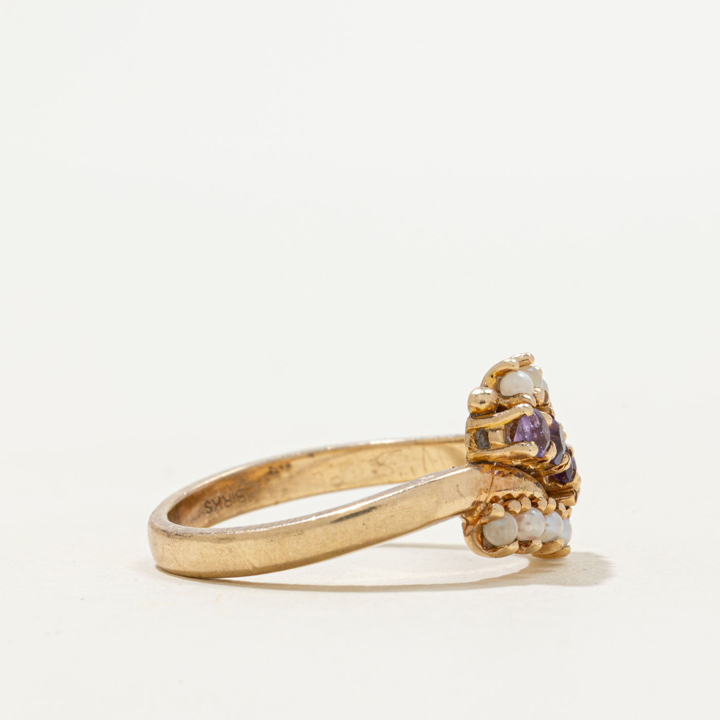 'Birks' Amethyst & Seed Pearl Waterfall Cocktail Ring | 0.30ctw | SZ 6.75
