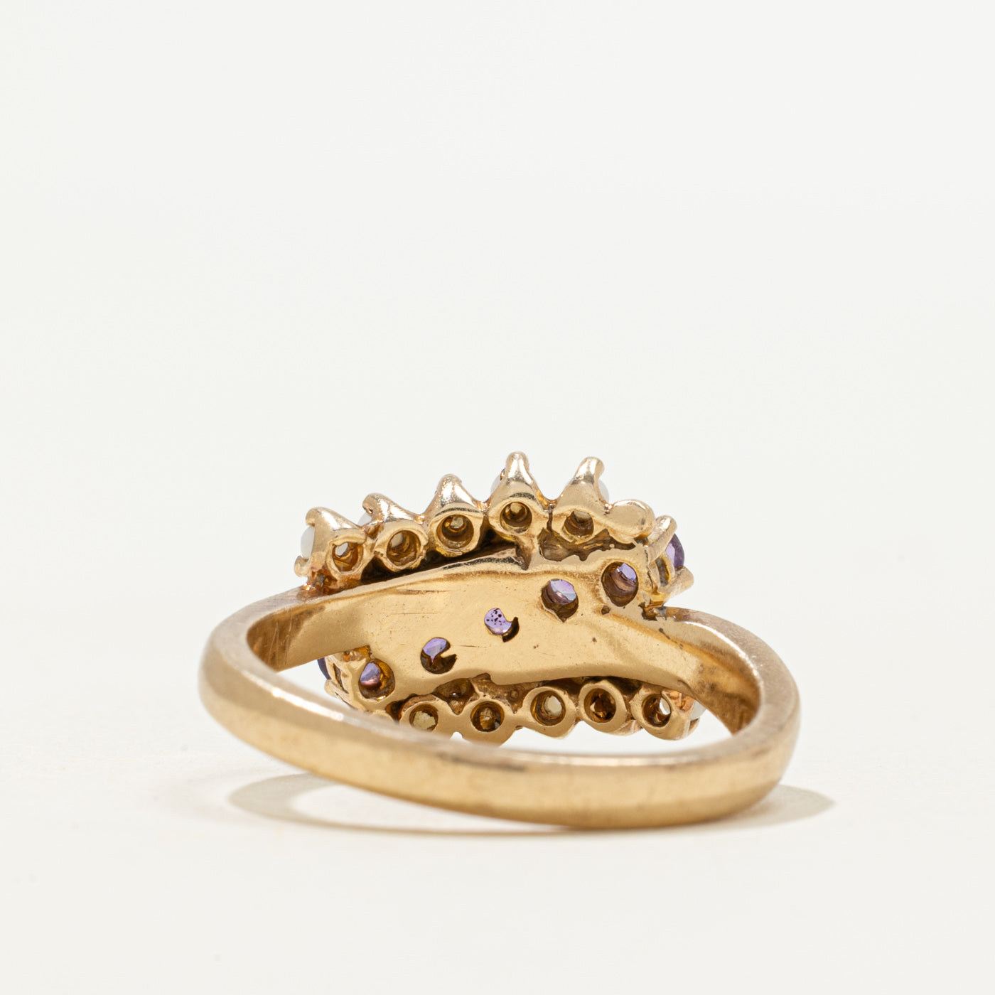 'Birks' Amethyst & Seed Pearl Waterfall Cocktail Ring | 0.30ctw | SZ 6.75