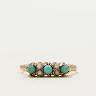 'Birks' Turquoise & Seed Pearl Ring | 0.30ctw | SZ 7
